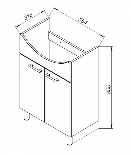 35.05 (3) Тумба под умывальник 60 Мокка