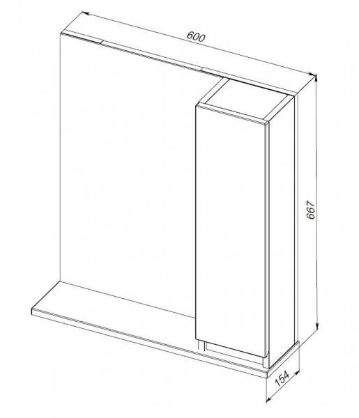 47.02 Полка зеркальная со шкафом 60 Бергамо L/R